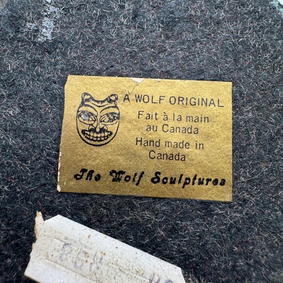 Inuit Sculpture Black Soapstone Hand Made The Wolf Sculptures Canada Parent moth - Picture 10 of 13